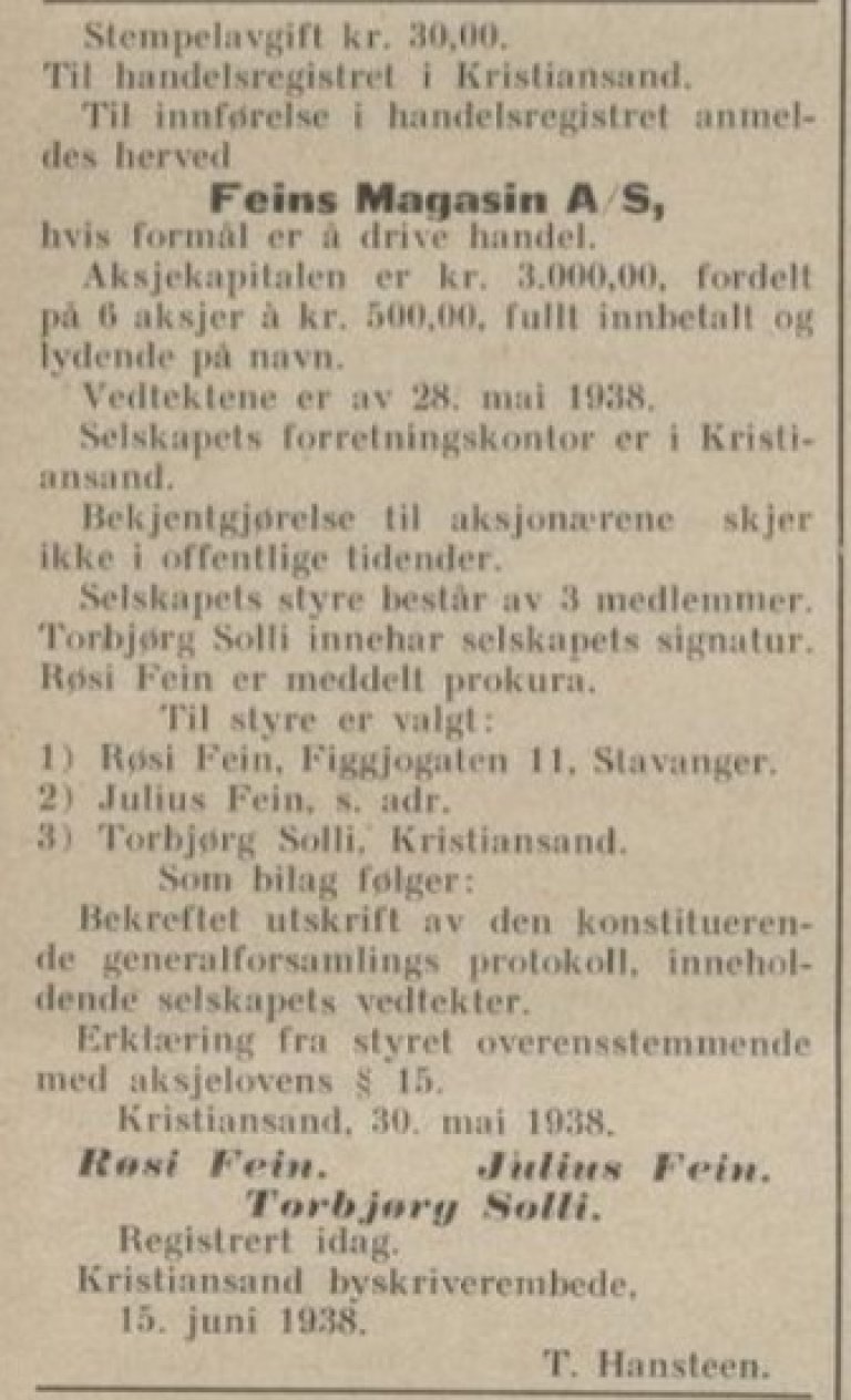 Fein 1938