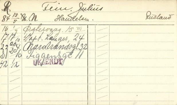 Navnekort Julius Fein