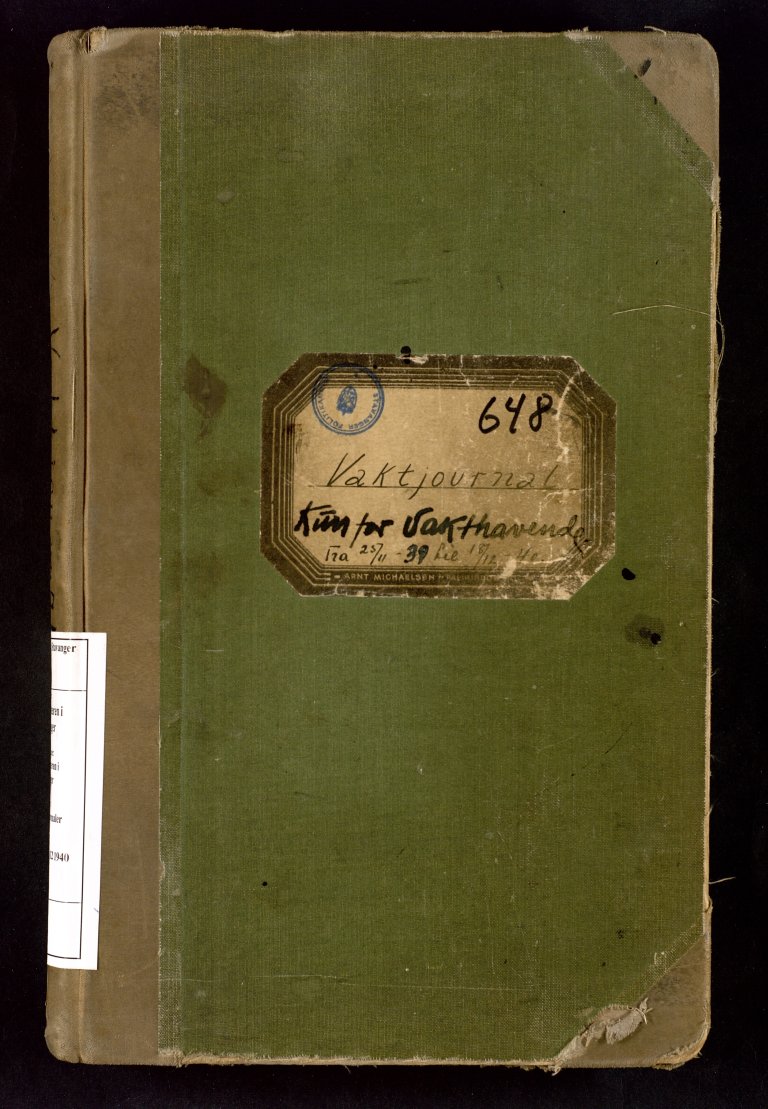 Vaktjournal for Stavanger 1939-1940, omslag-001