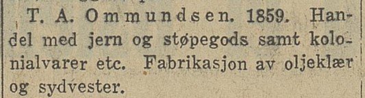 Annonse T.A. Ommundsen