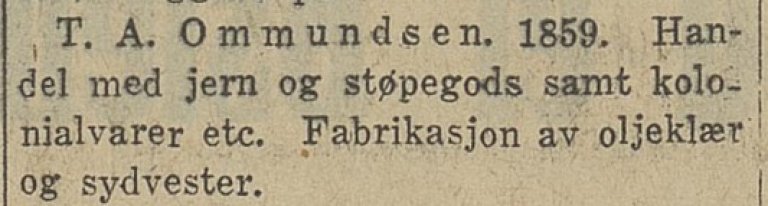 Annonse T.A. Ommundsen