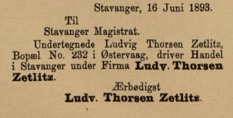 Ludvig Zetlitz annonse