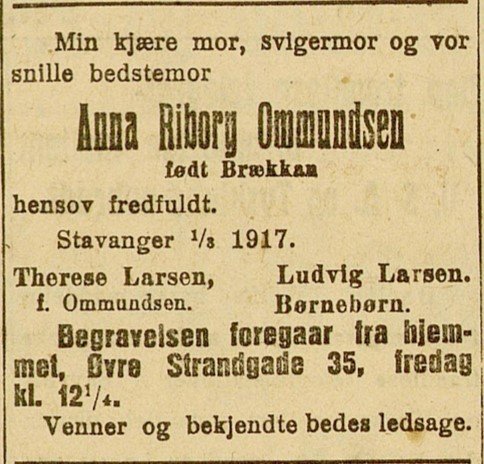 Anne dødsannonse