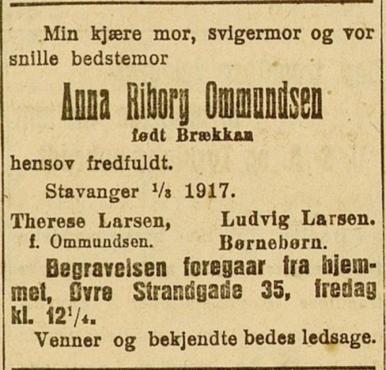 Anne dødsannonse