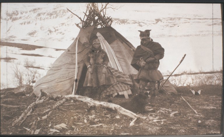 Original bildetekst: Vasalas lavo. Barmark. Rieppes slutning mot NV enden av Rieppjävre: Skogen 1-2% Ellers ofvanfor:15% (---) (M+S). Arkiv: Reinbeitekommisjonen av 1913