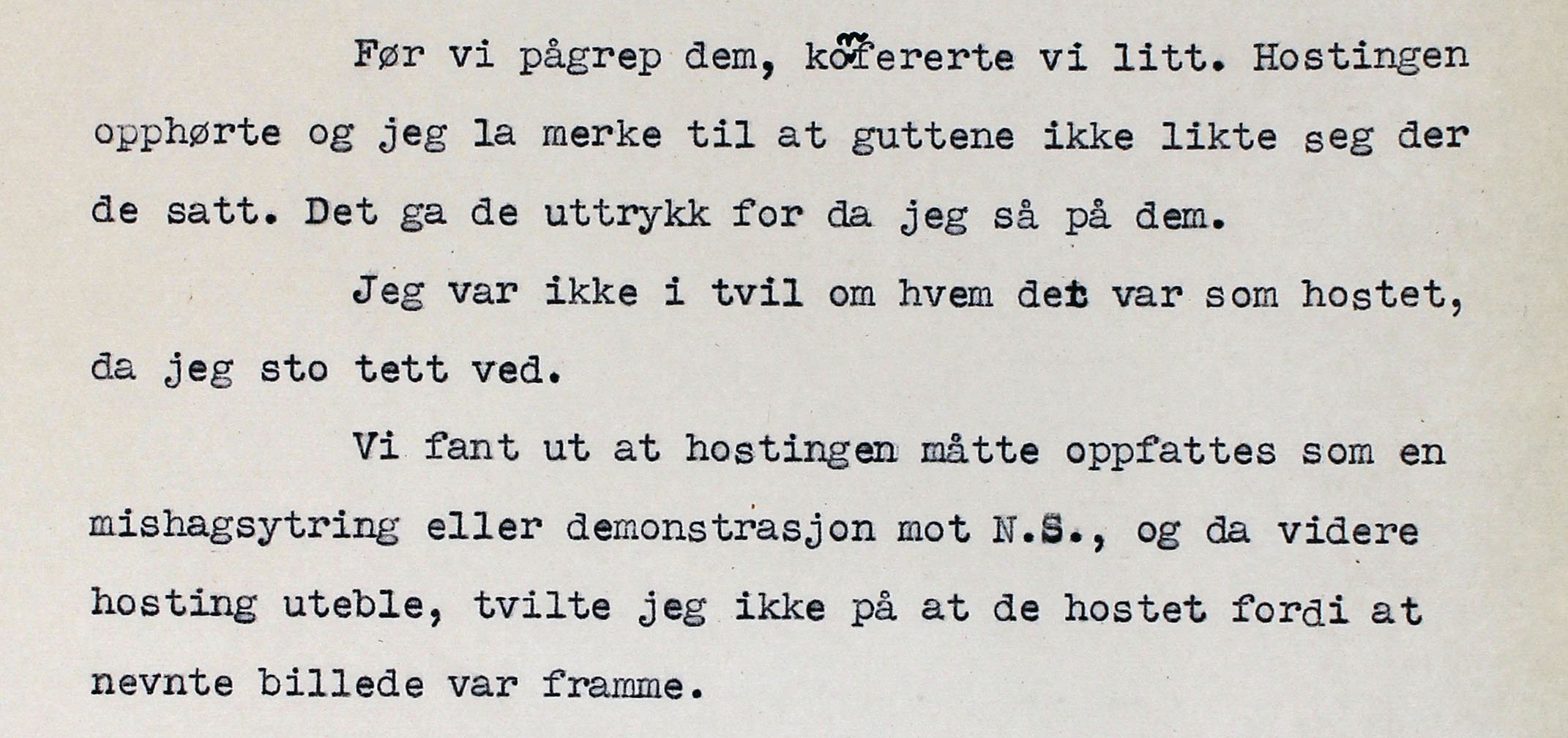 Fra politirapporten. Nord-Jarlsberg politikammer, justissaker nr. 246.