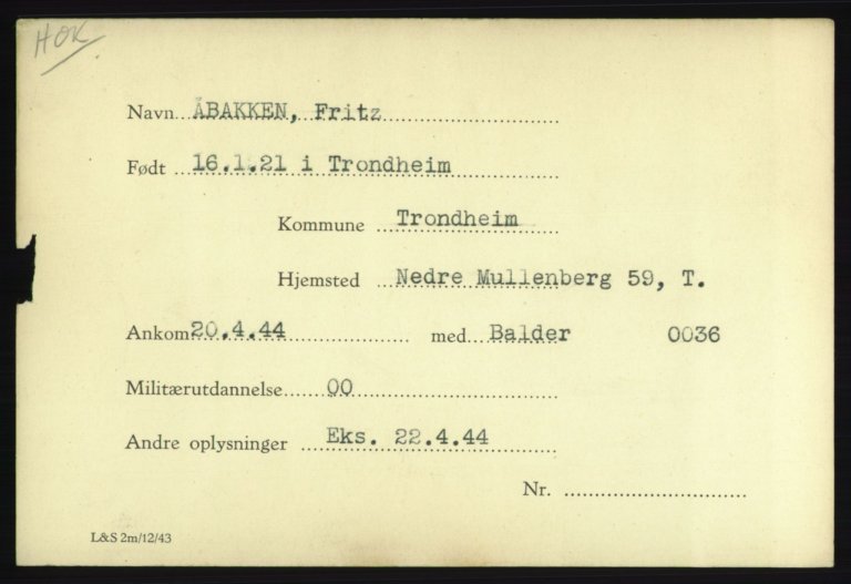 Ankomstregister eksempel