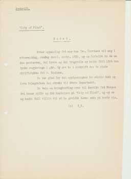 Halvdan Kohts notat etter samtale med mrs. Harriman 5.11.1939