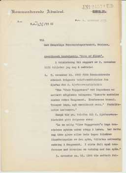 Rapport fra Kommanderende Admiral datert 04.11.1939, side 1