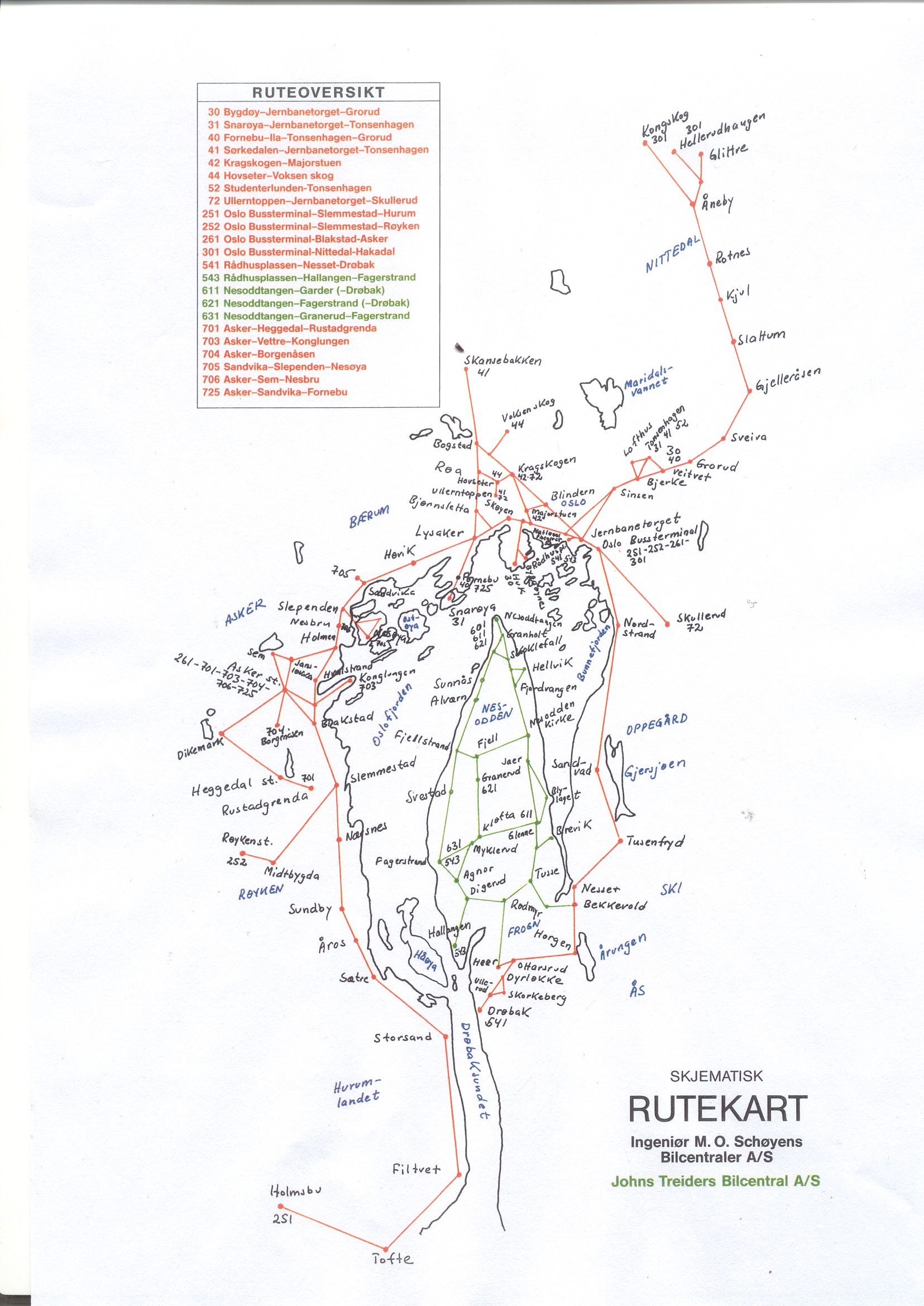 Rutekart Oslo:omegn