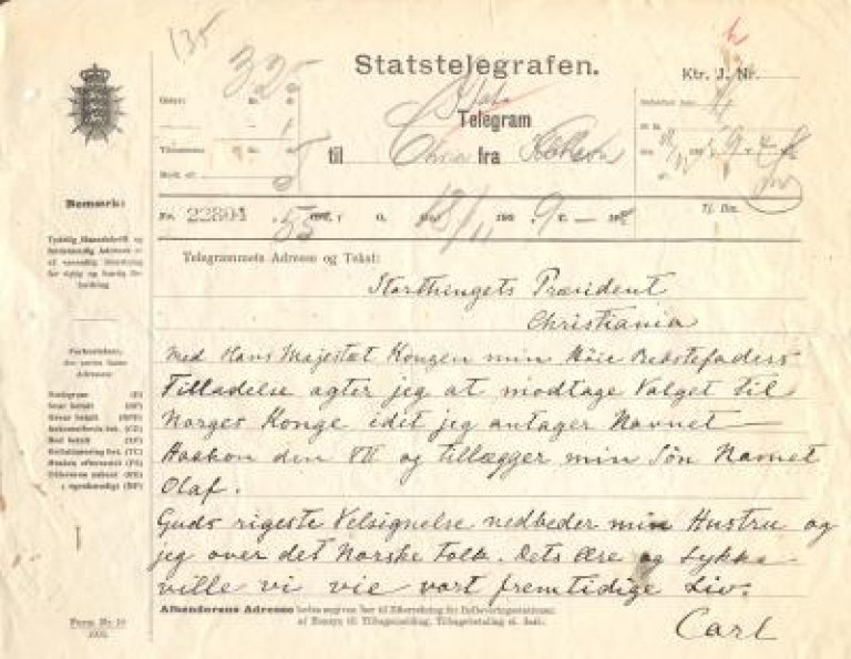 Arkivref: Telegrafstyret, Administrativ avdeling, serie Db, eske 576, telegramblanketter 1905.