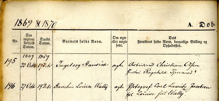 Kirkebok for Stavanger. Hanchen Louise Wally Jacobsen