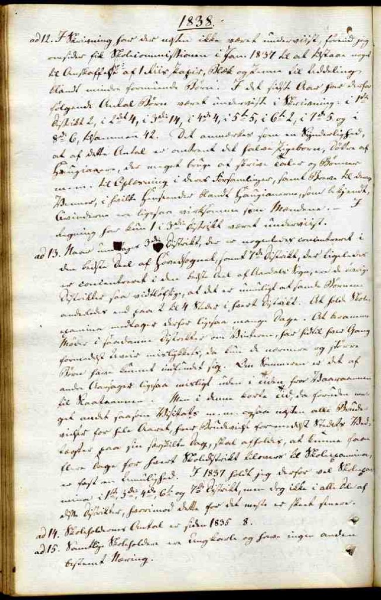 Rapport frå presten til departementet 1838