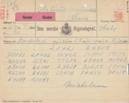 Kodet melding sendt til statsråd Arctandel fra Karlstad den 21.09.1905