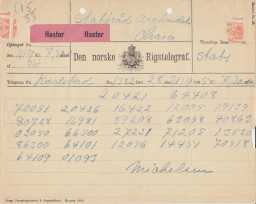 Kodet melding sendt til statsråd Arctandel fra Karlstad den 21.09.1905