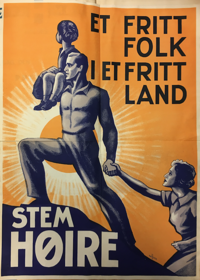 Pa0583,Høyre, valgplakat 1936, Fritt folk