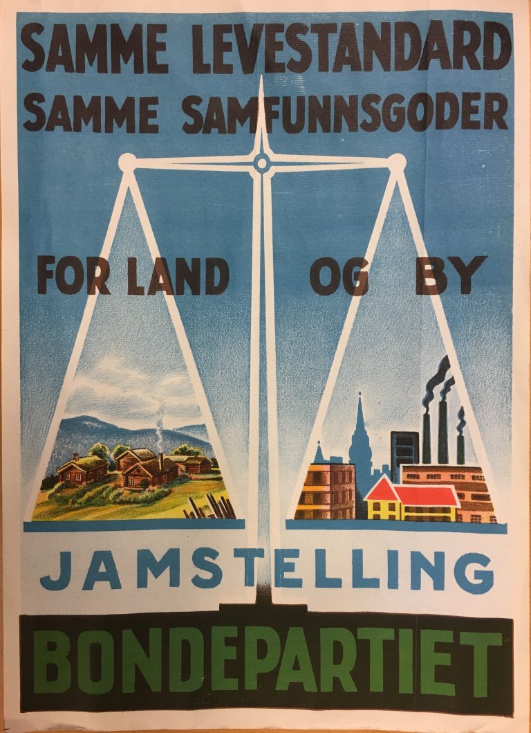 PA0653_valgplakat 1949, Bondepartiet, Jamstelling