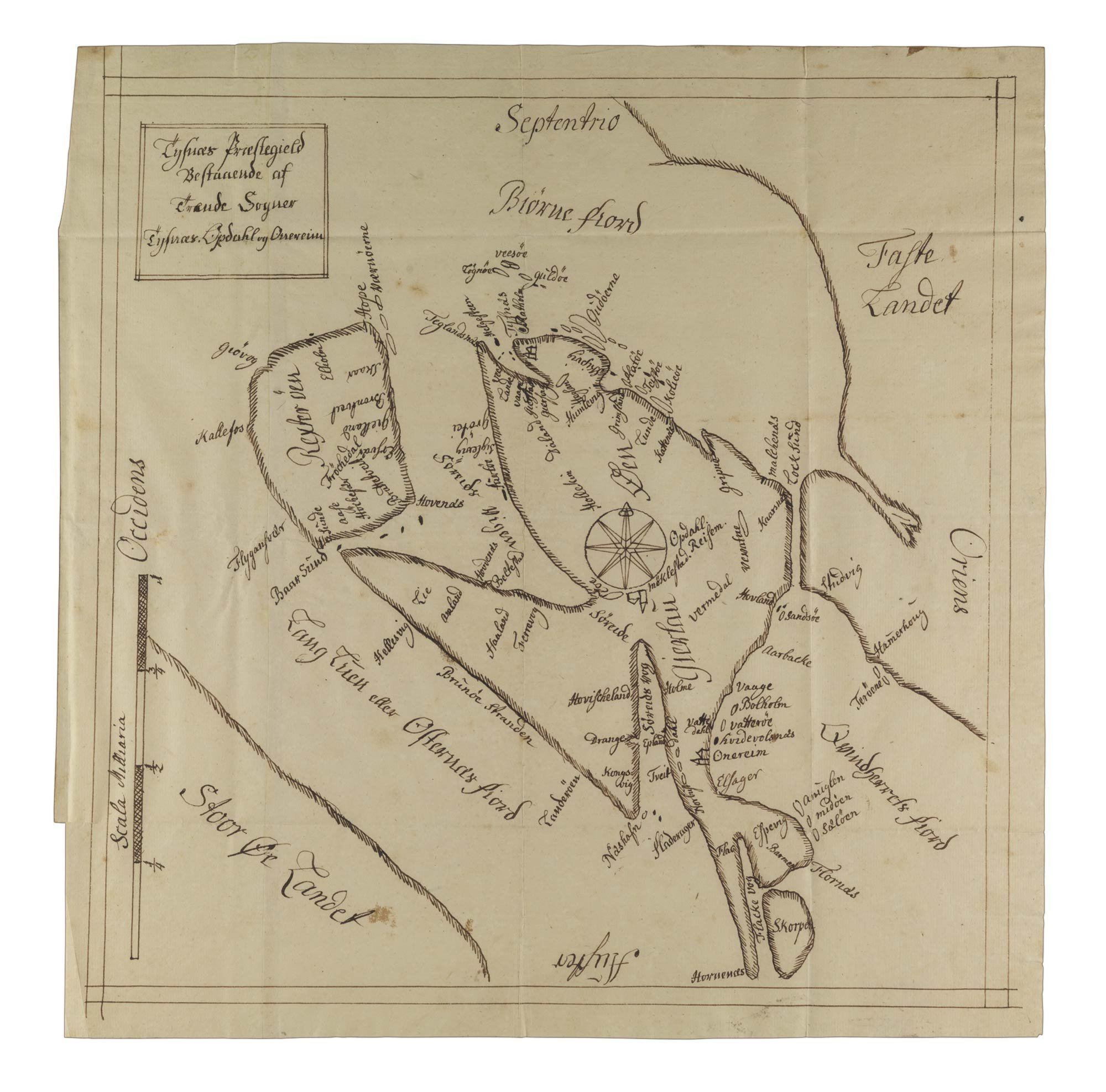Norge i 1743_Naturen_kart over Tysnes